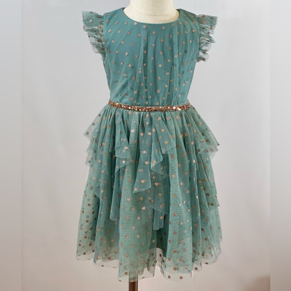 Pink & Violet Other - Gold polka dot green dress Pink & Violet size 4
